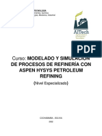 Curso: Modelado Y Simulación: de Procesos de Refinería Con Aspen Hysys Petroleum Refining