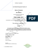 FSSC 2000 - Modelo de Certificado