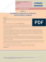 Ayudamos A Prevenir La Violencia Contra Niñas y Mujeres: 3. Grado: Matemática