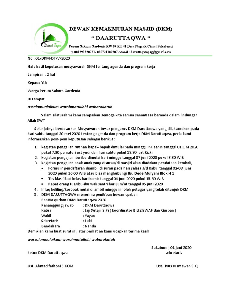 Surat Hasil Rapat | PDF