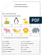 Weekly English Evaluation Animals and People