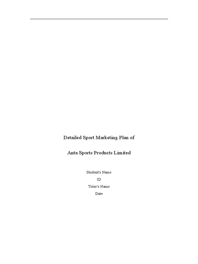 Detailed Sport Marketing Plan PDF Brand Marketing