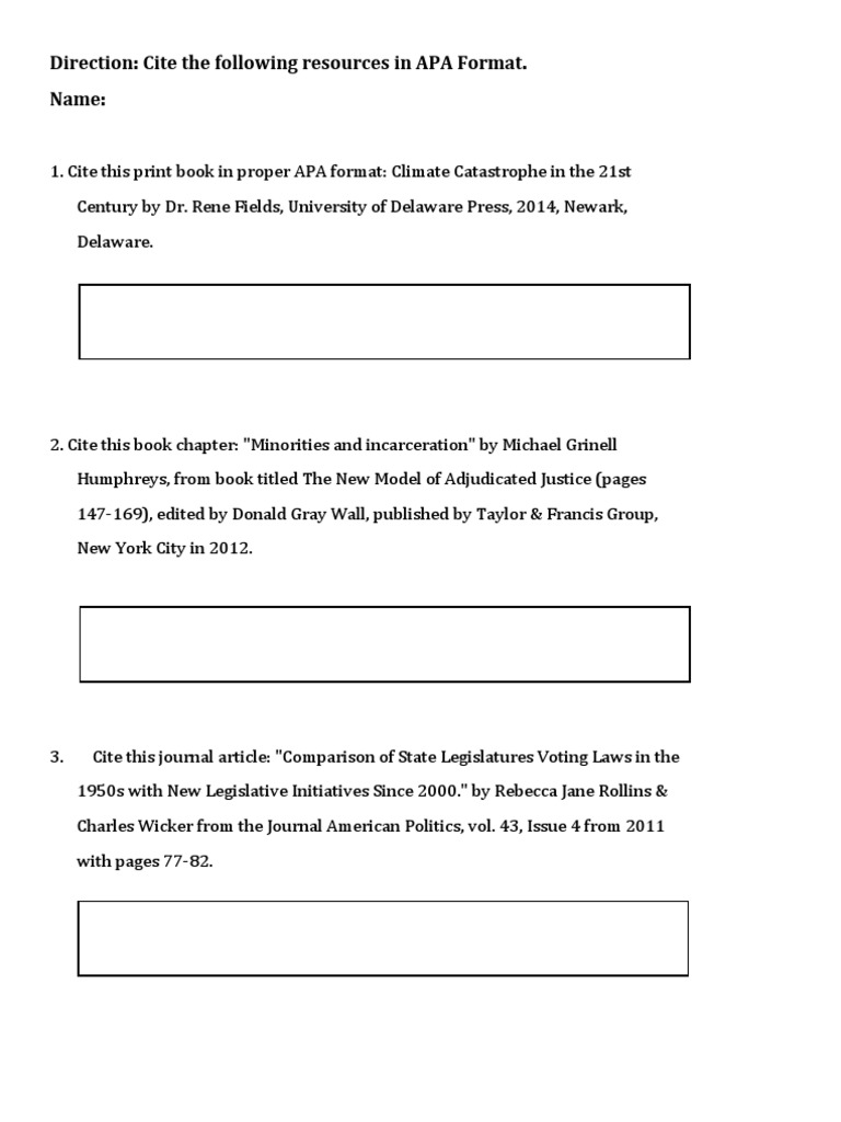 APA Worksheet PDF