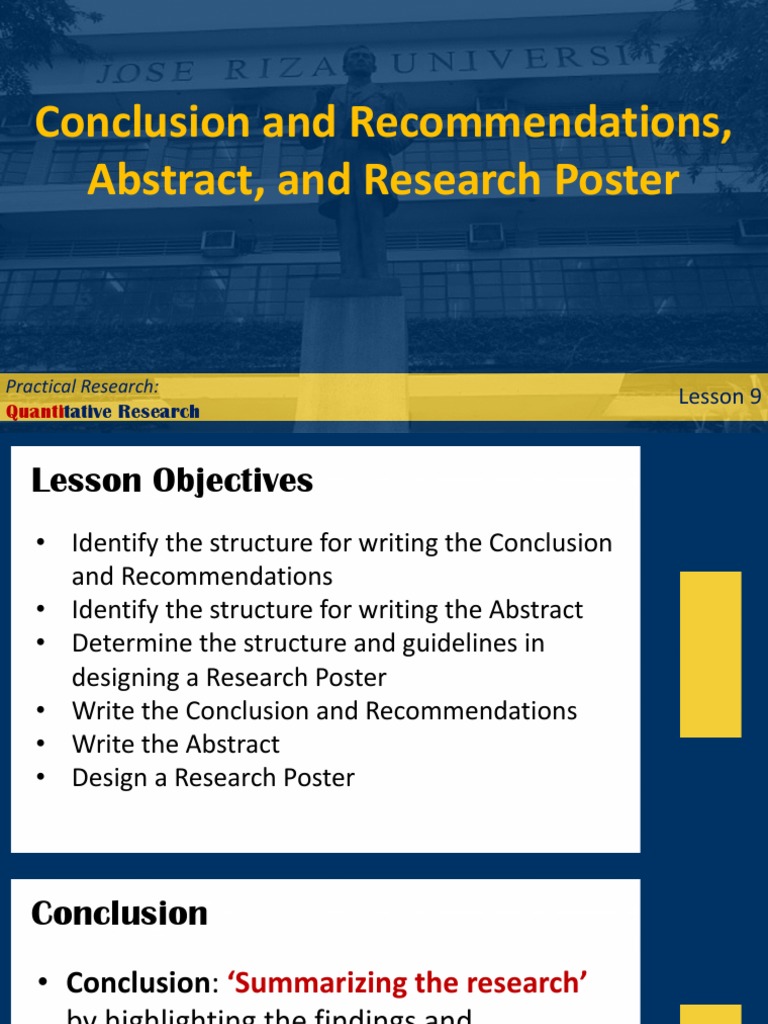Lesson 9 - Conclusion and Recommendation, Abstract, and Research Poster ...