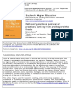 Studies in Higher Education: To Cite This Article: Barbara Kamler (2008) Rethinking Doctoral Publication Practices