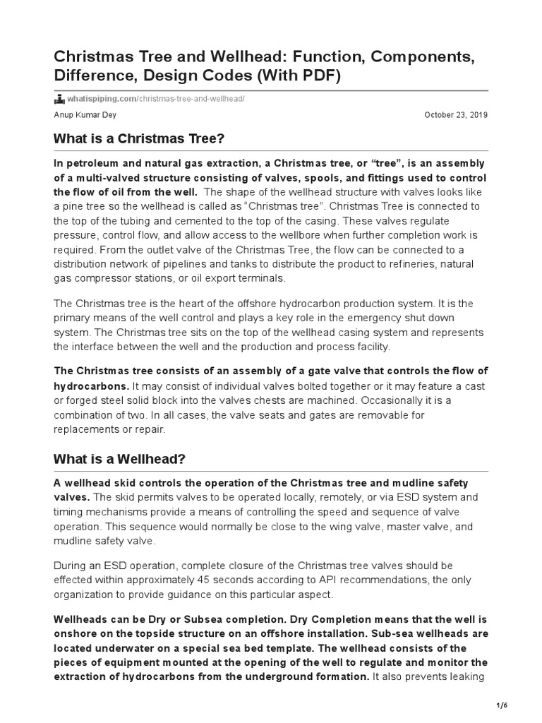 Christmas Tree and Wellhead Function Components Difference Design Codes