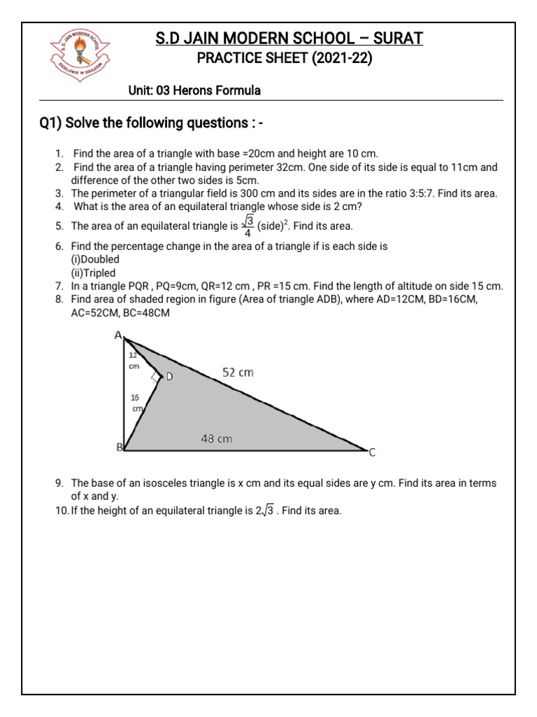 Herons Formula | PDF