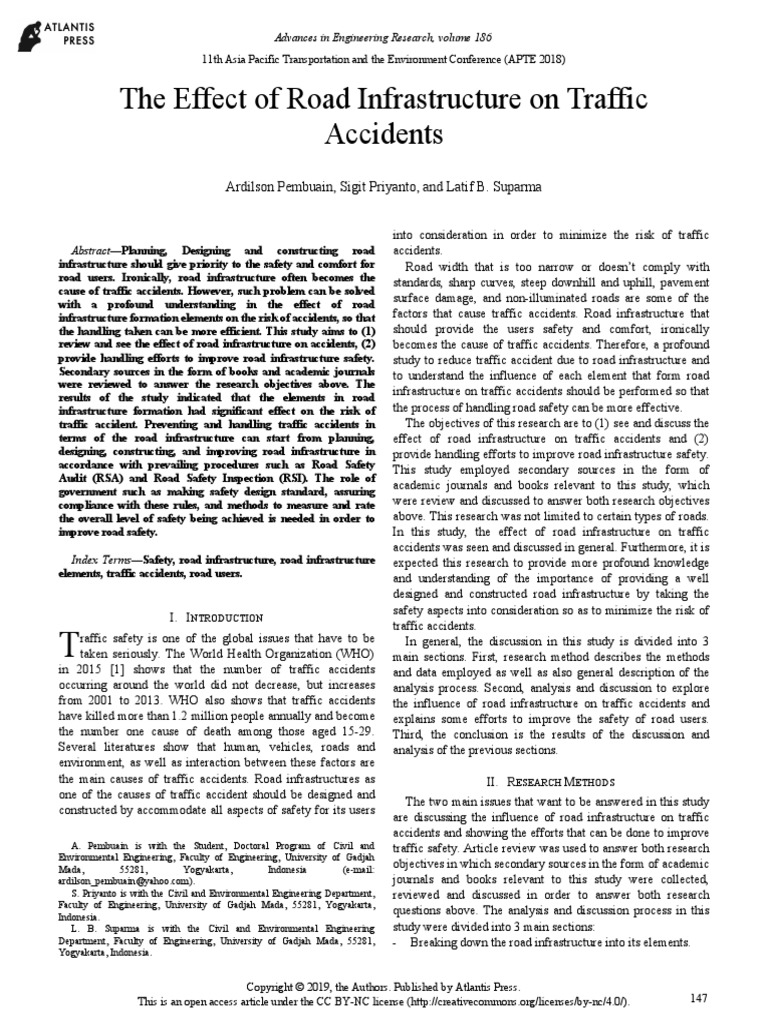 The Effect of Road Infrastructure On Traffic Accidents: Ardilson ...
