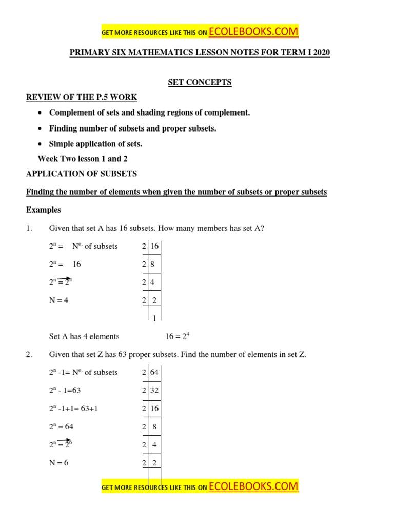 P.6 MTC Lesson Notes Term 1 2020 | PDF | Probability | Multiplication