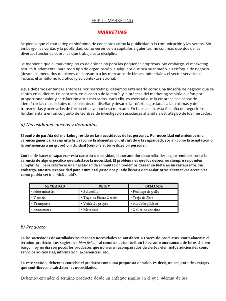 Efip I Pdf Marketing Producto Negocio