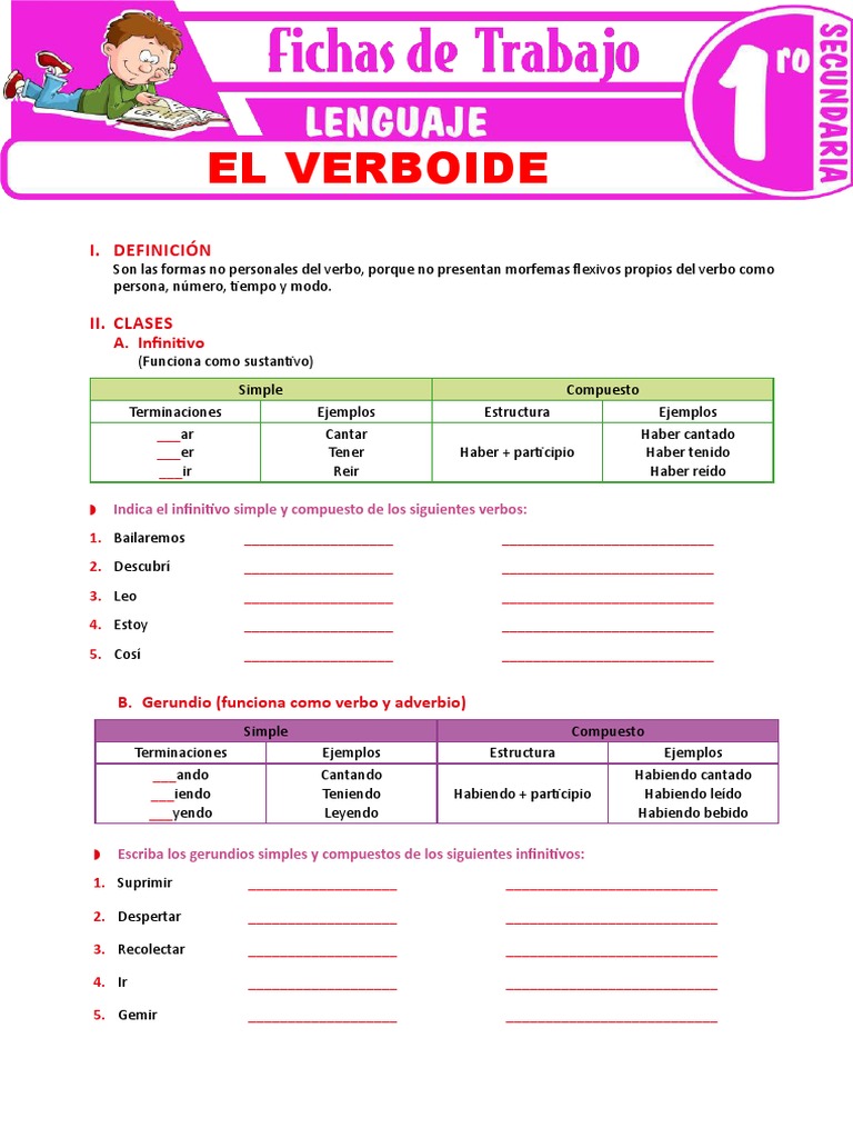 El Verboide para Primer Grado de Secundaria | PDF | Verbo | Mecánica ...