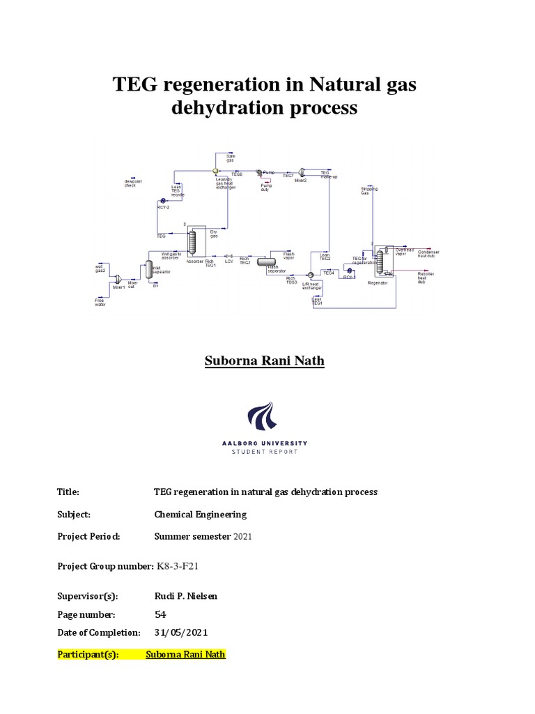 TEG Regeneration in Natural Gas Dehydration Process PDF Natural Gas