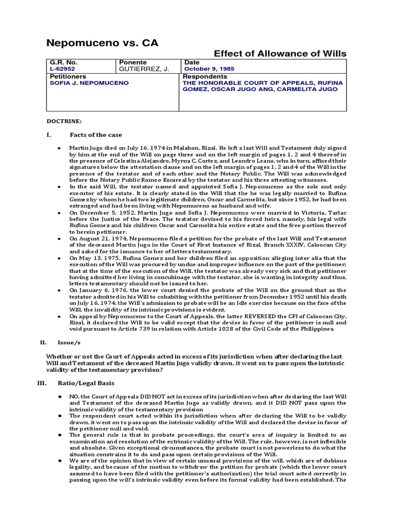 Nepomuceno v ca 139 scra 206 pdf will and testament courts