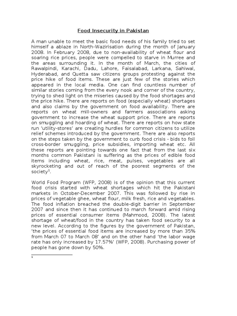 essay on food crisis in pakistan