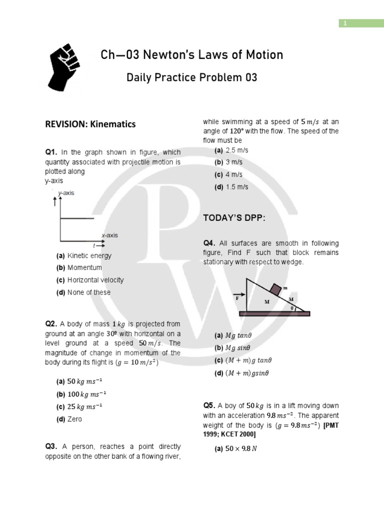 Newton's Laws of Motion DPP 03 | PDF | Force | Acceleration