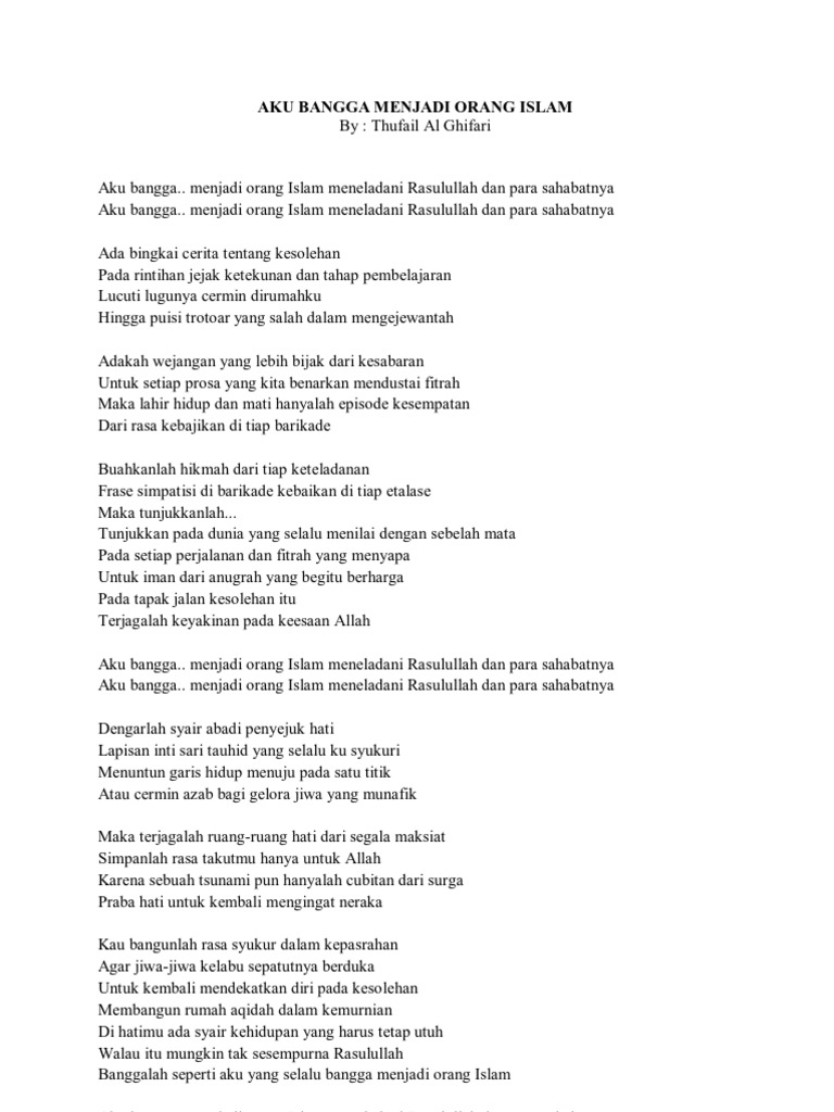 Lirik Thufail Al Ghifari