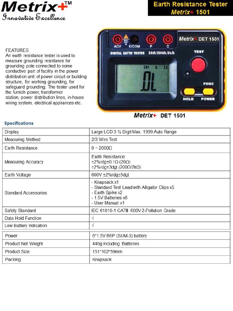 DET 1501 Earth Resistance Tester PDF
