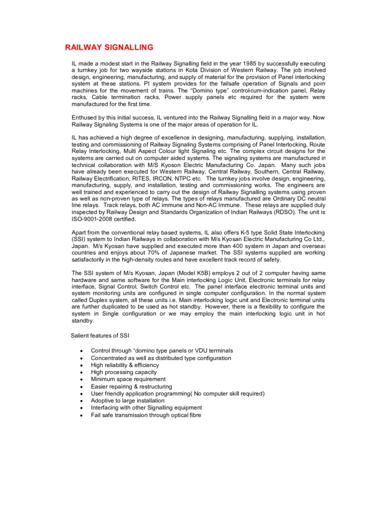 Railway Signalling | PDF | Relay | Rail Transport