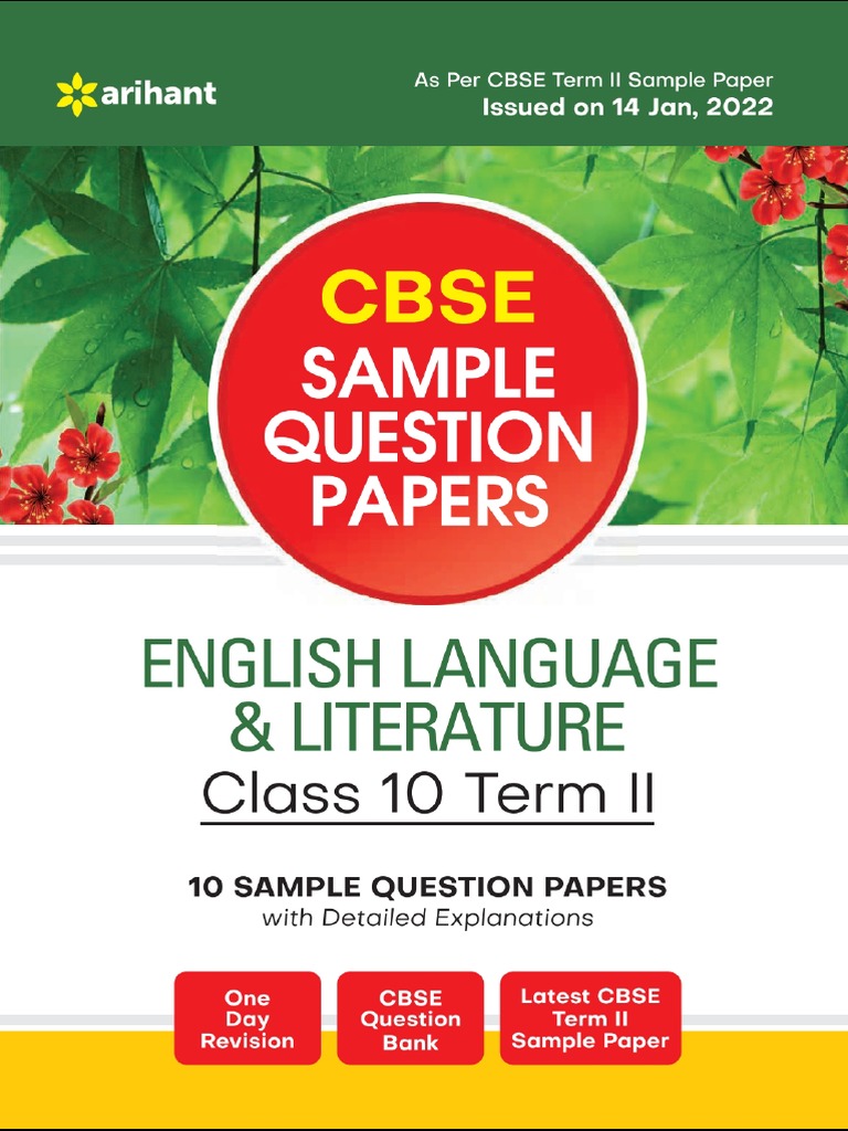 Arihant CBSE Term 2 English Language & Literature Class 10 Sample | PDF ...
