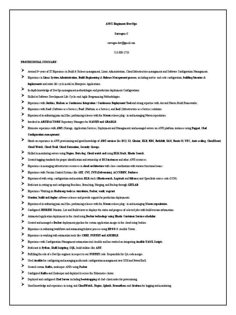 AWS Engineer/DevOps Resume Summary | PDF | Cloud Computing | Amazon Web ...