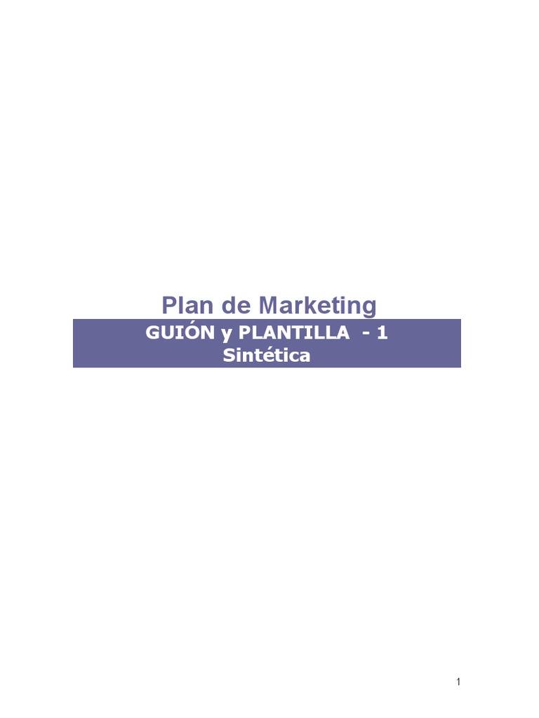 Plantilla Plan de Marketing Sencillo | PDF | Marketing | Mercado (economía)