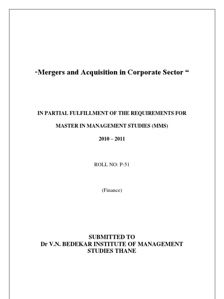 Mergers and Acquisitions in India | PDF | Mergers And Acquisitions ...