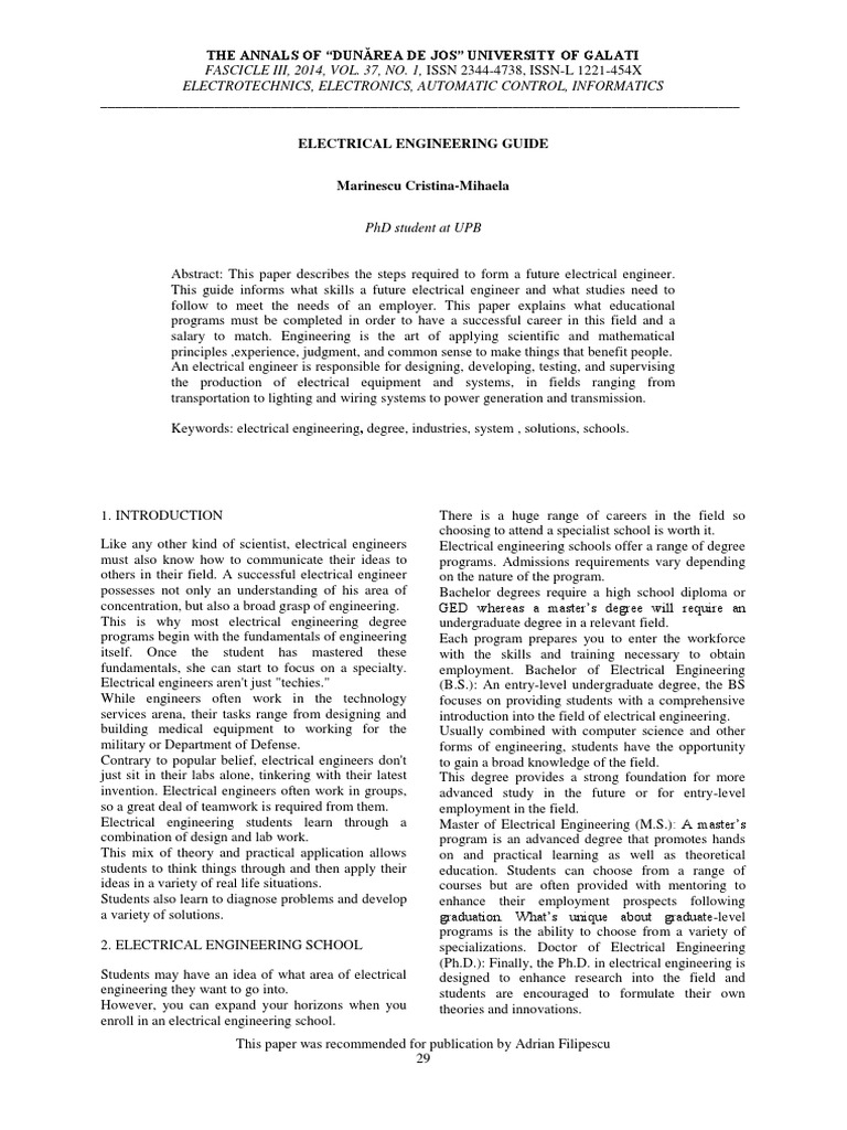 Electrical Engineering Guide PDF Electrical Engineering Engineering