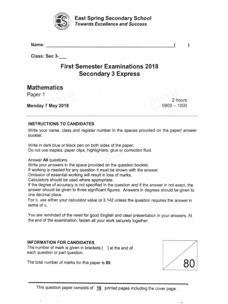 2018 Sec 3 Express Maths Exam Paper | PDF | Fuel Economy In Automobiles ...
