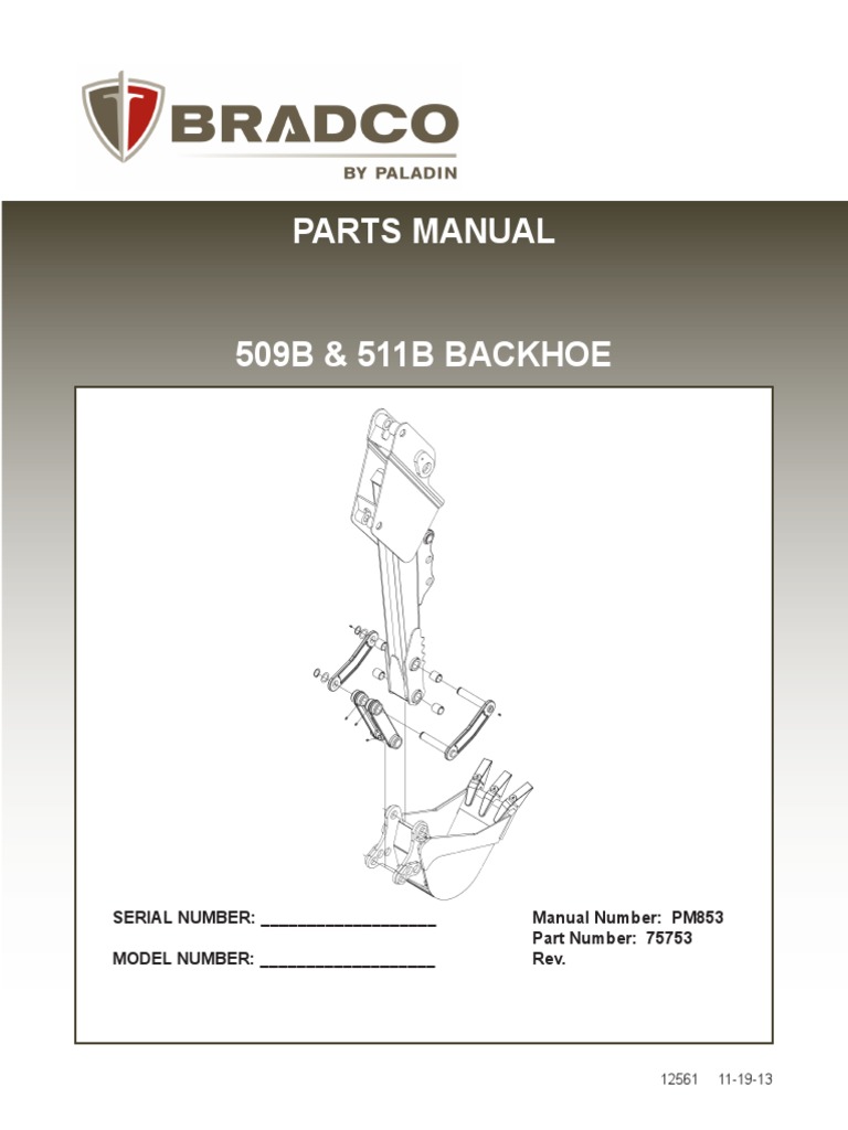 BRAZO EXCAVADOR Bradco PM853 509B511B Parts Manual PDF Screw