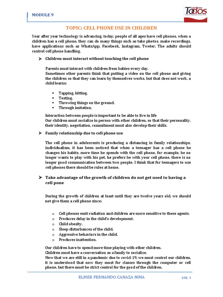 Impact of Cell Phones on Children | PDF | Adolescence | Mobile Phones