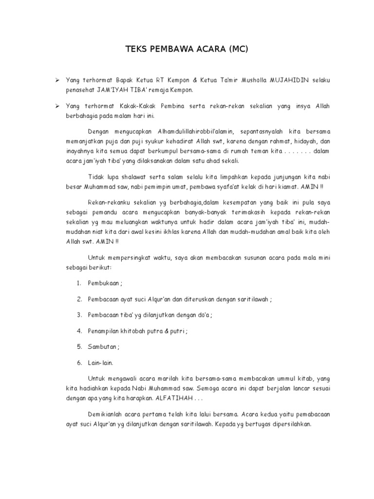 Teks Pembawa Acara