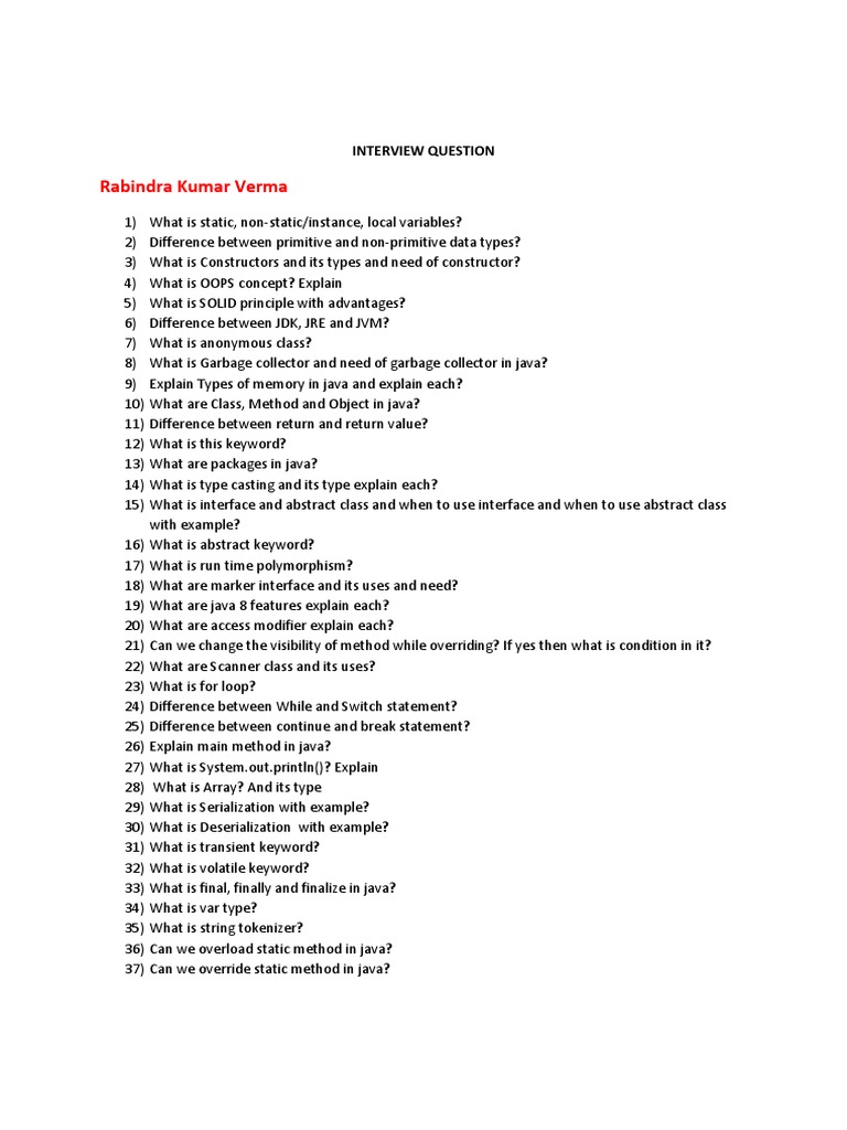 Core and Advance Java Interview Questions | PDF | Java (Programming ...