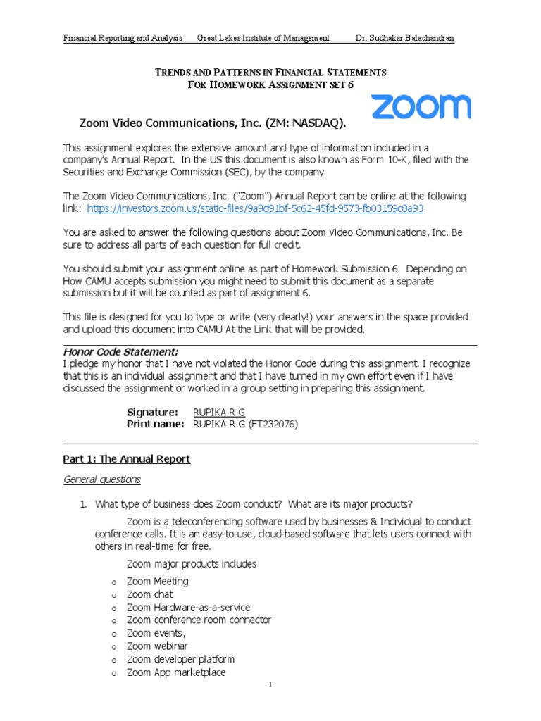 Zoom Financial Statement Analysis Guide | PDF | Financial Statement ...