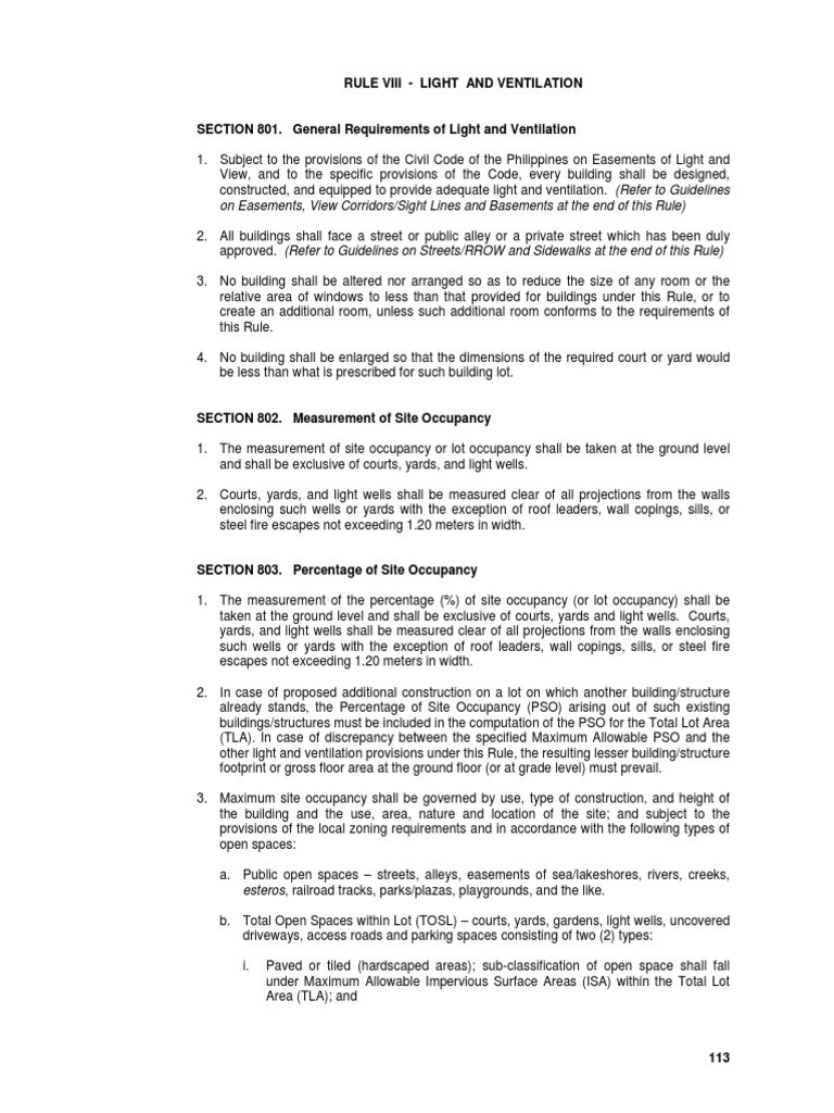 13 Rule Viii Light and Ventilation Secti PDF Ventilation