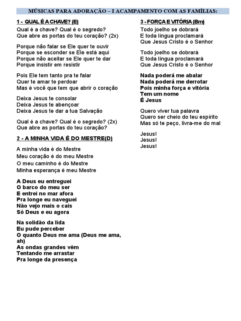 Canto Adoração Letra Grande, PDF, Amor