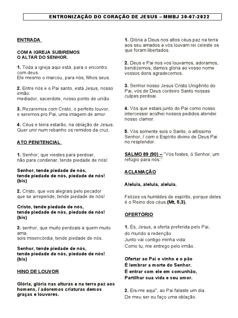 Entronização do Coração de Jesus | PDF | Eucaristia | Jesus