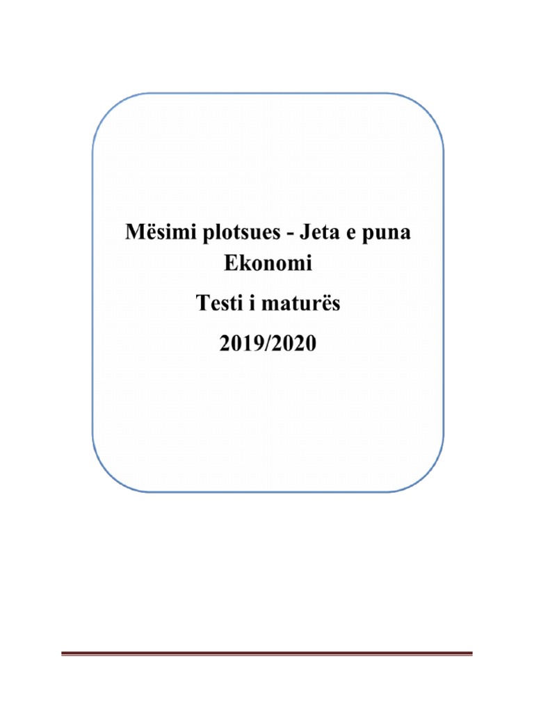 Ushtrim Testi Matures 2020 | PDF