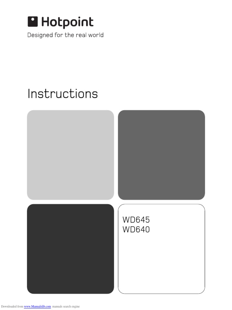 Hotpoint WD640 Washer Dryer Manual | PDF | Washing Machine | Ac Power ...