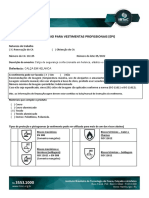 FORMULÁRIO PARA VESTIMENTAS EPI CALÇA HELANCA