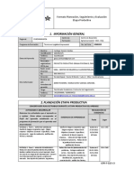 Información General: Formato Planeación, Seguimiento y Evaluación Etapa Productiva