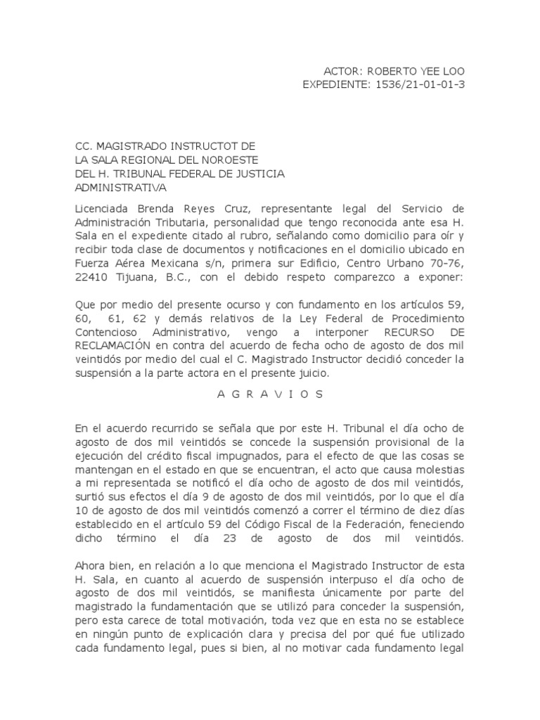 Recurso de Reclamacion | PDF | Gobierno | Justicia