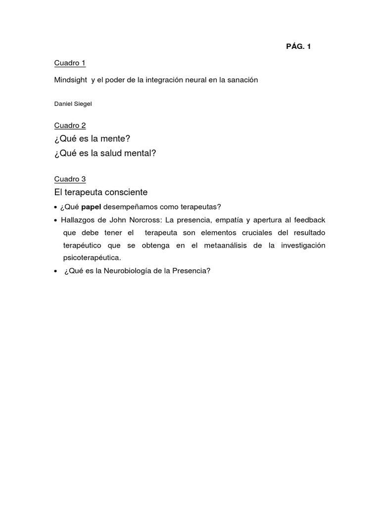 Mindsight y El Poder de La Integración Neural en La Sanación | PDF ...
