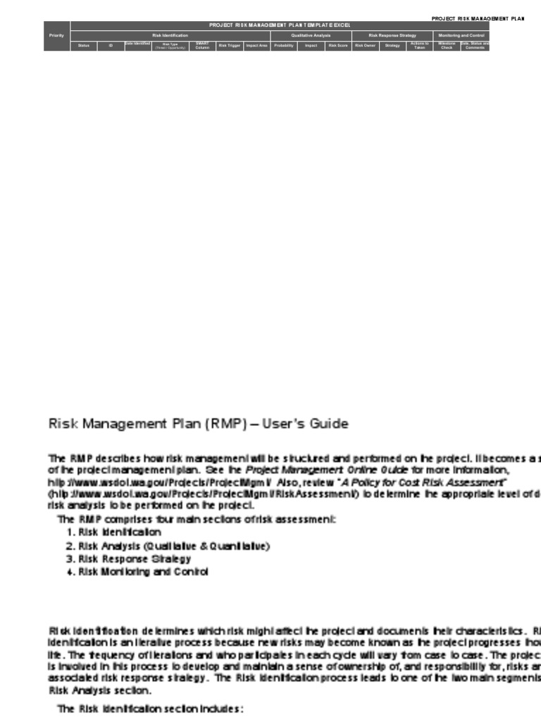 Project Risk Management Plan Template | PDF | Risk | Risk Management