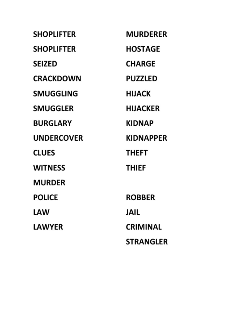 Vocabulary Crime Words | PDF