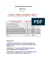 Mechanical Measurements Course Overview and Assessment Methods