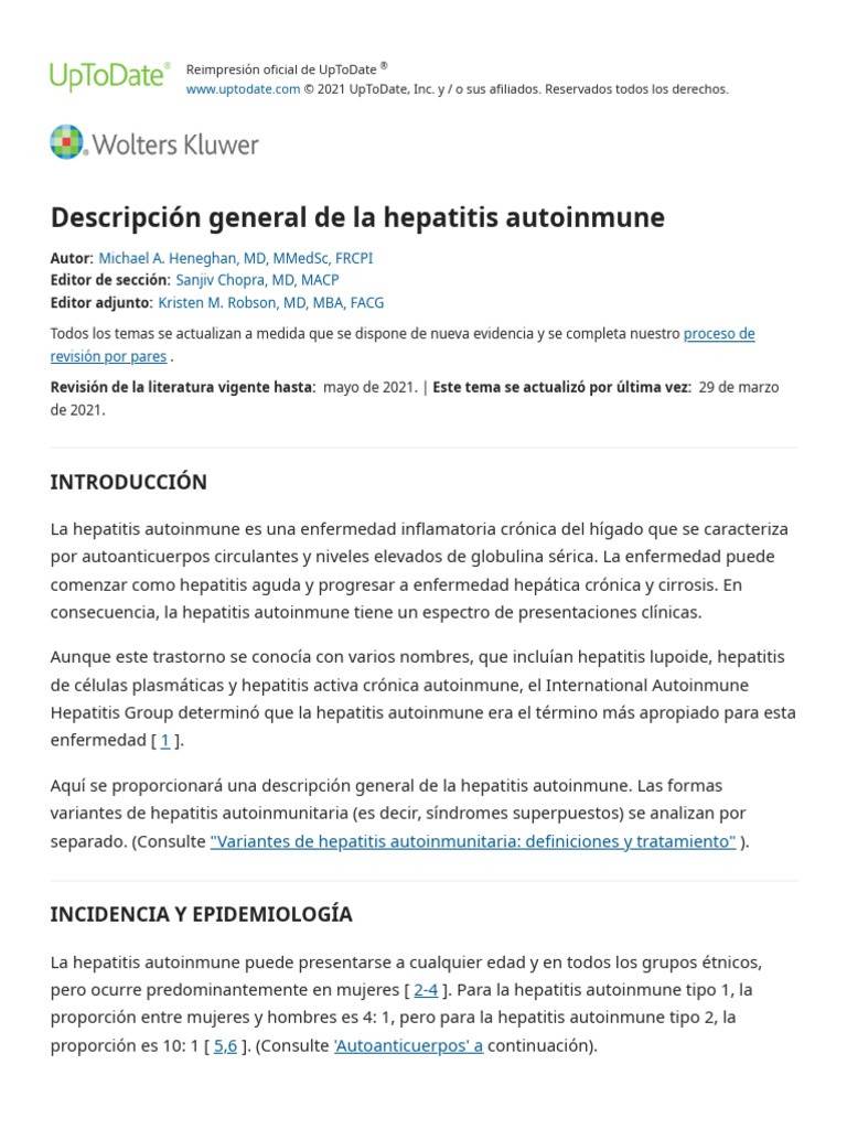 Overview of Autoimmune Hepatitis - UpToDate | PDF | Hepatitis | Cirrosis