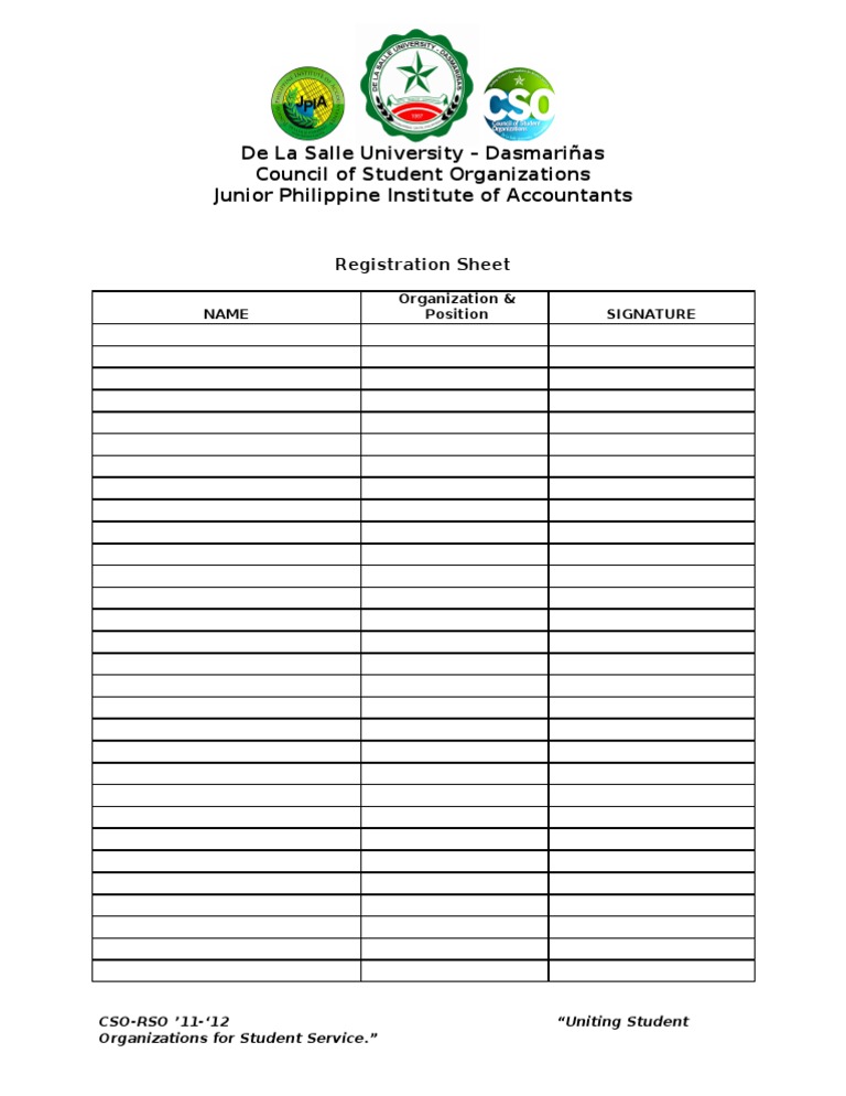 JPIA Registration Sheet - DLSU-D | PDF