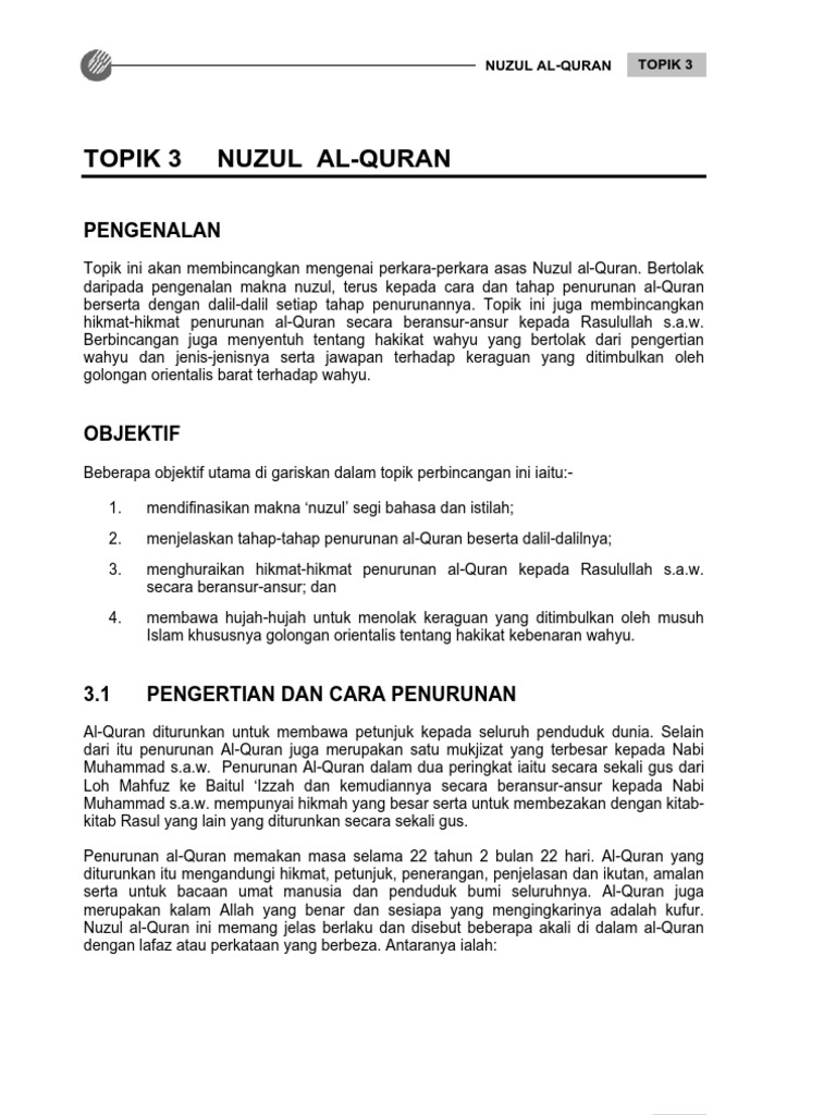 Topik 3 Nuzul Al Quran