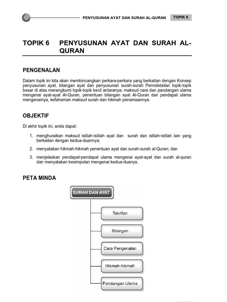 Topik 6 Penyusunan Ayat Dan Surah Al-Quran  PDF