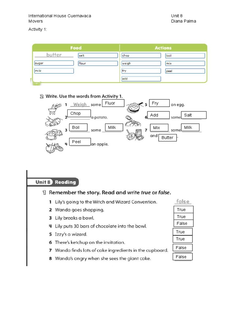 Worksheet Unit 8 | PDF